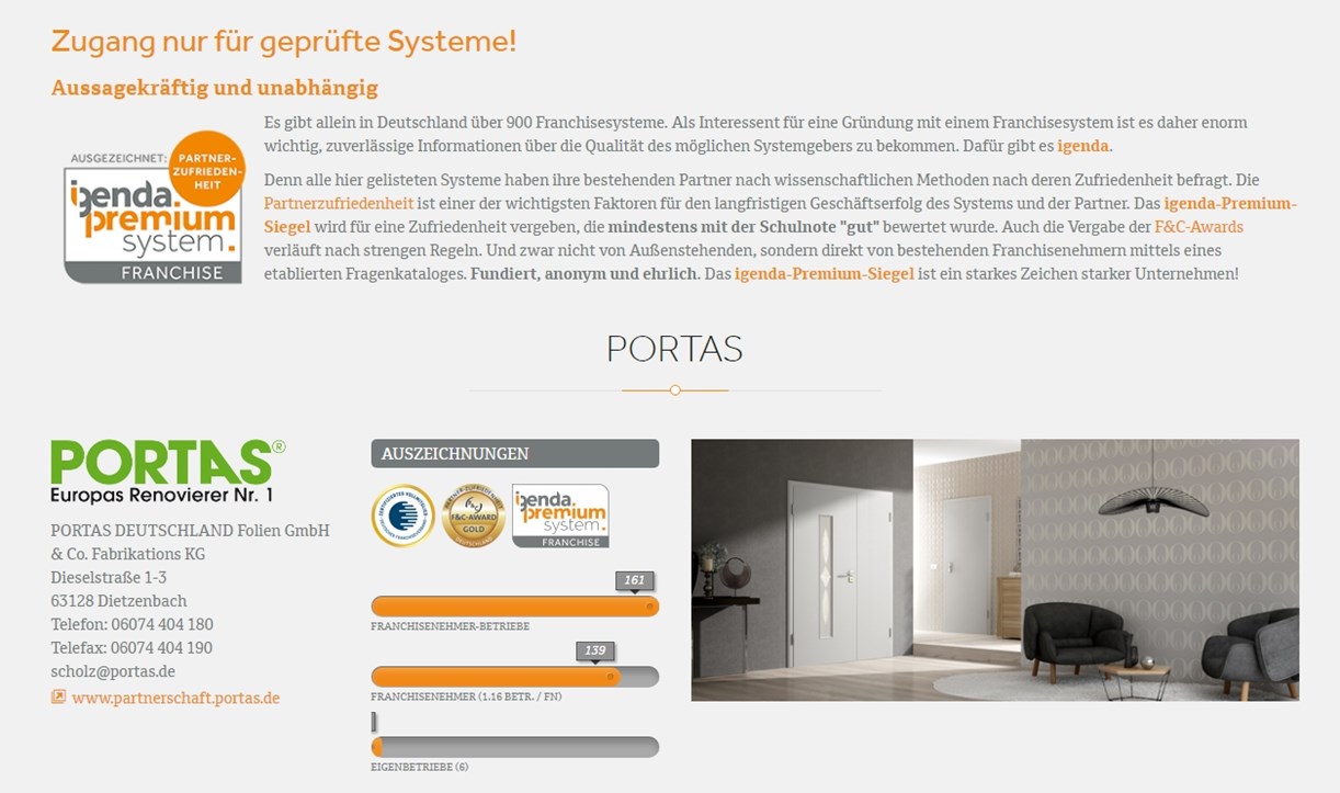 PORTAS - jetzt ein igenda-Premium-System